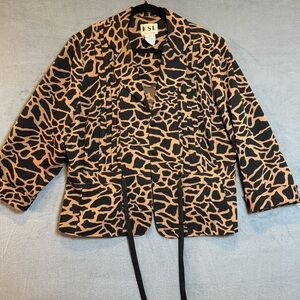 KSL Women's Black and Brown Animal Print Jacket , Size 18W